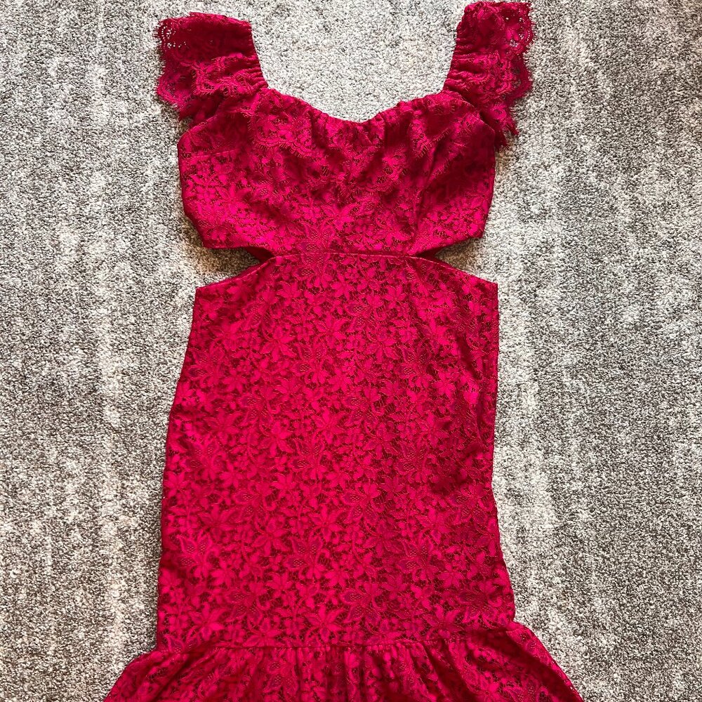 Fuschia cocktail dress with cutouts